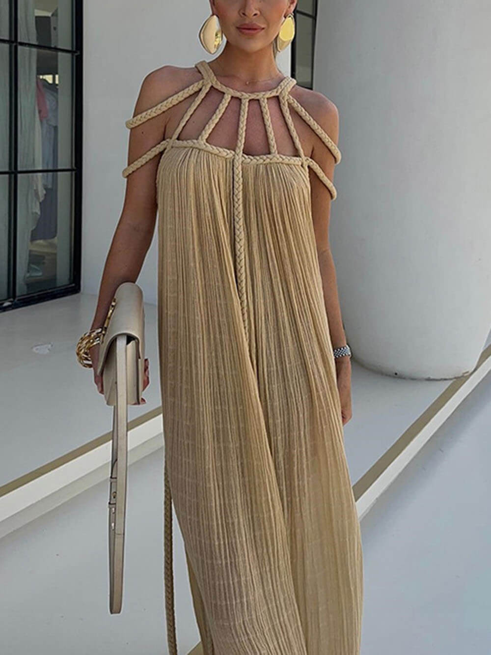Sylvie Cover Up Draped Braids Maxi Dress