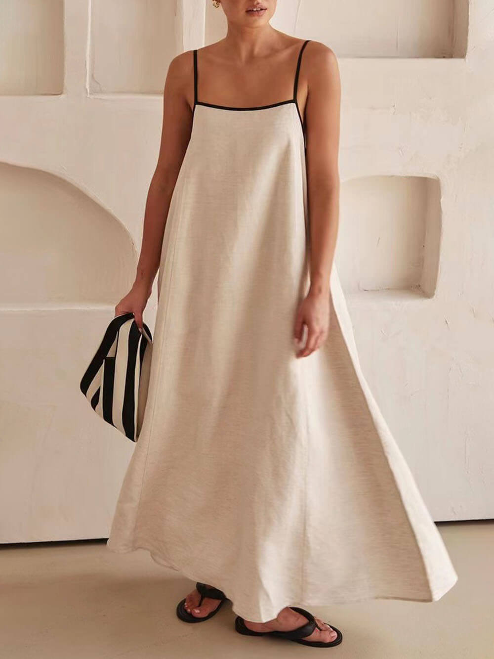 Daniela A-Line Summer Vibe Contrasting Suspender Dress