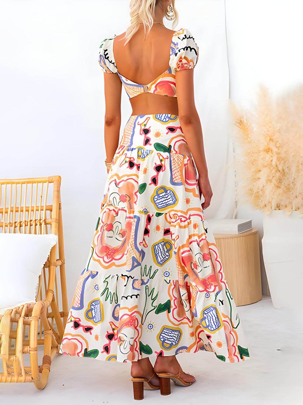 Susanna Wrap Summer Skirt And Printed Top Two-Piece Suit