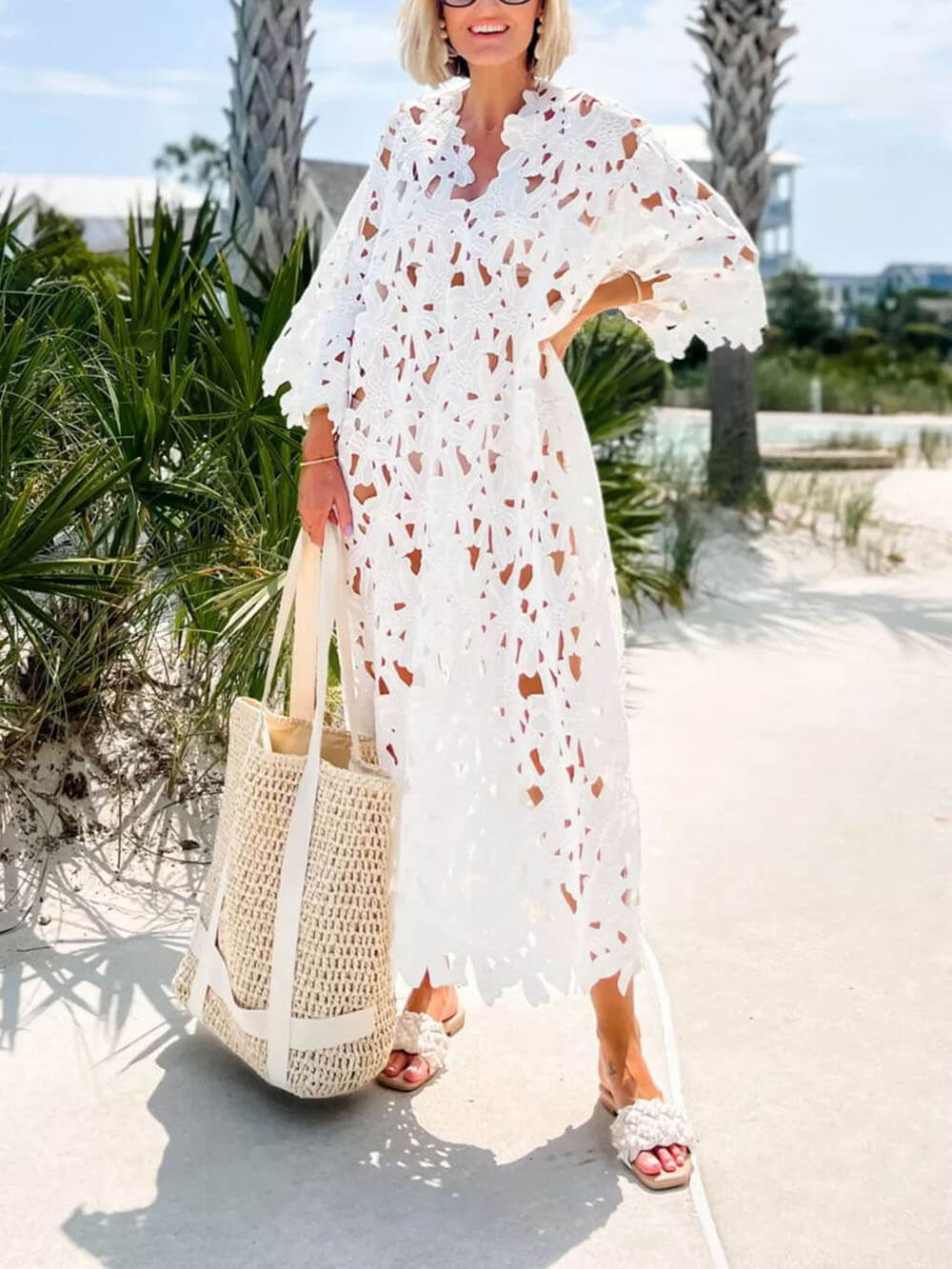 Serafina Cover Up Lace Beach Midi Dress