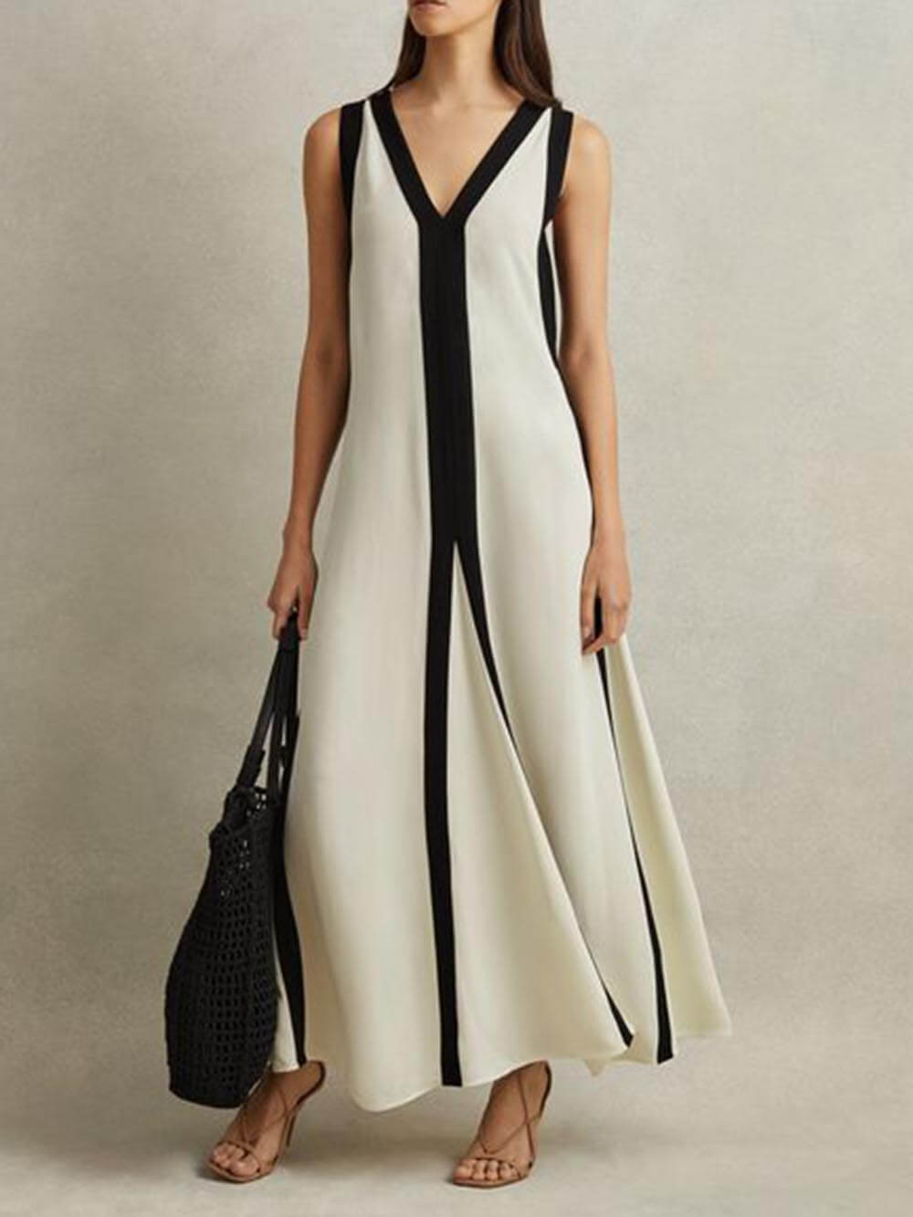 Alba Colorblock Reversible Style A-Line Maxi Dress
