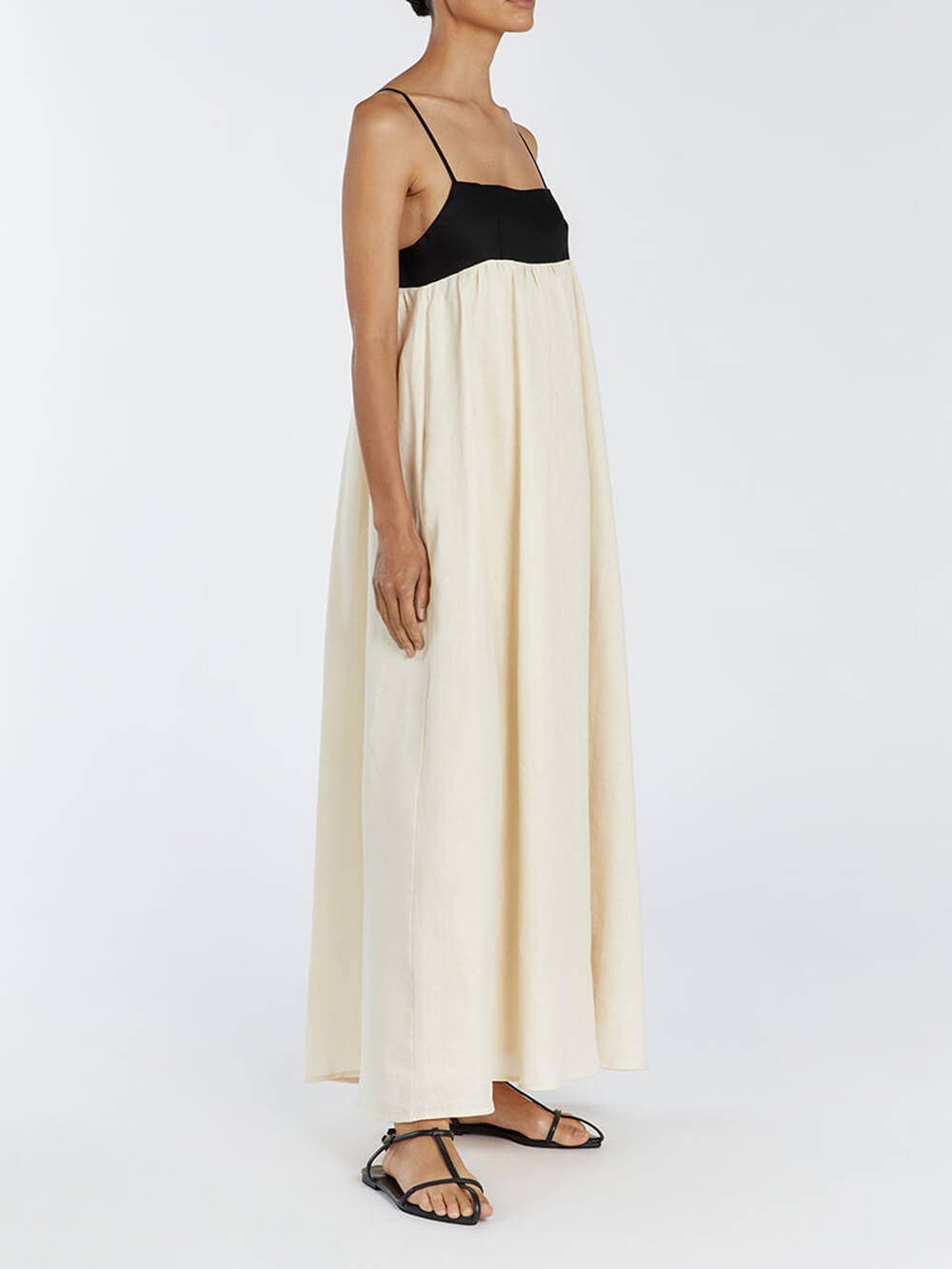 Harriet Black And White Loose Suspender Patchwork Maxi Dress