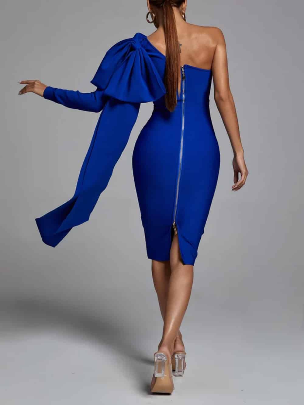 Winifred Blue One Shoulder Bandage Dress