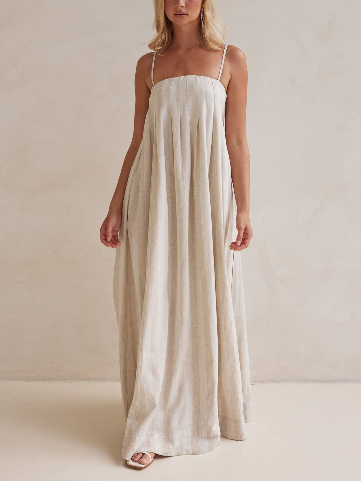 Magdalena Casual Fashion Halter Neck Striped Maxi Dress