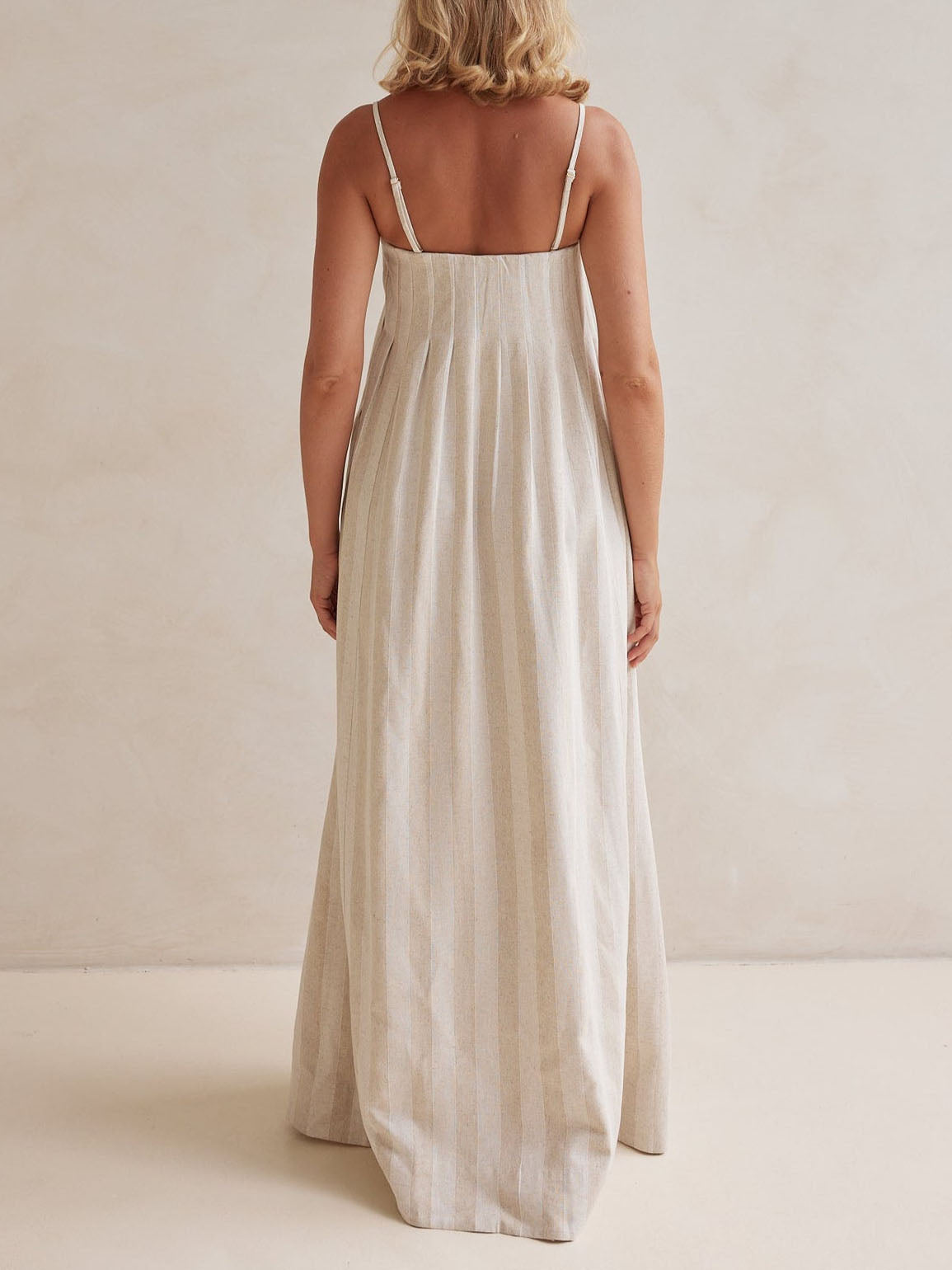 Magdalena Casual Fashion Halter Neck Striped Maxi Dress