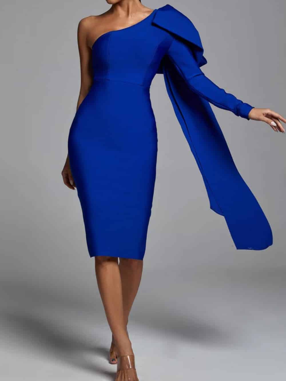 Winifred Blue One Shoulder Bandage Dress