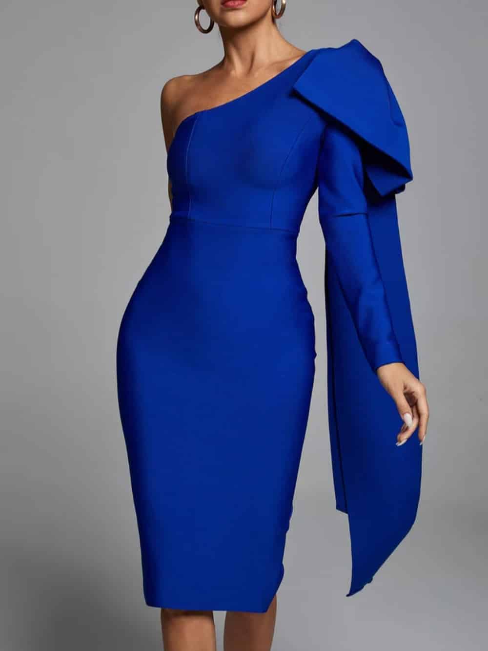 Winifred Blue One Shoulder Bandage Dress