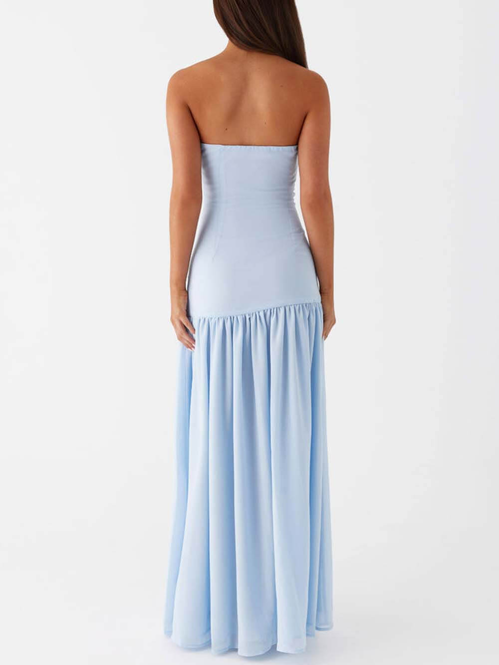 Emmeline Backless Pleats Strapless Maxi Dress