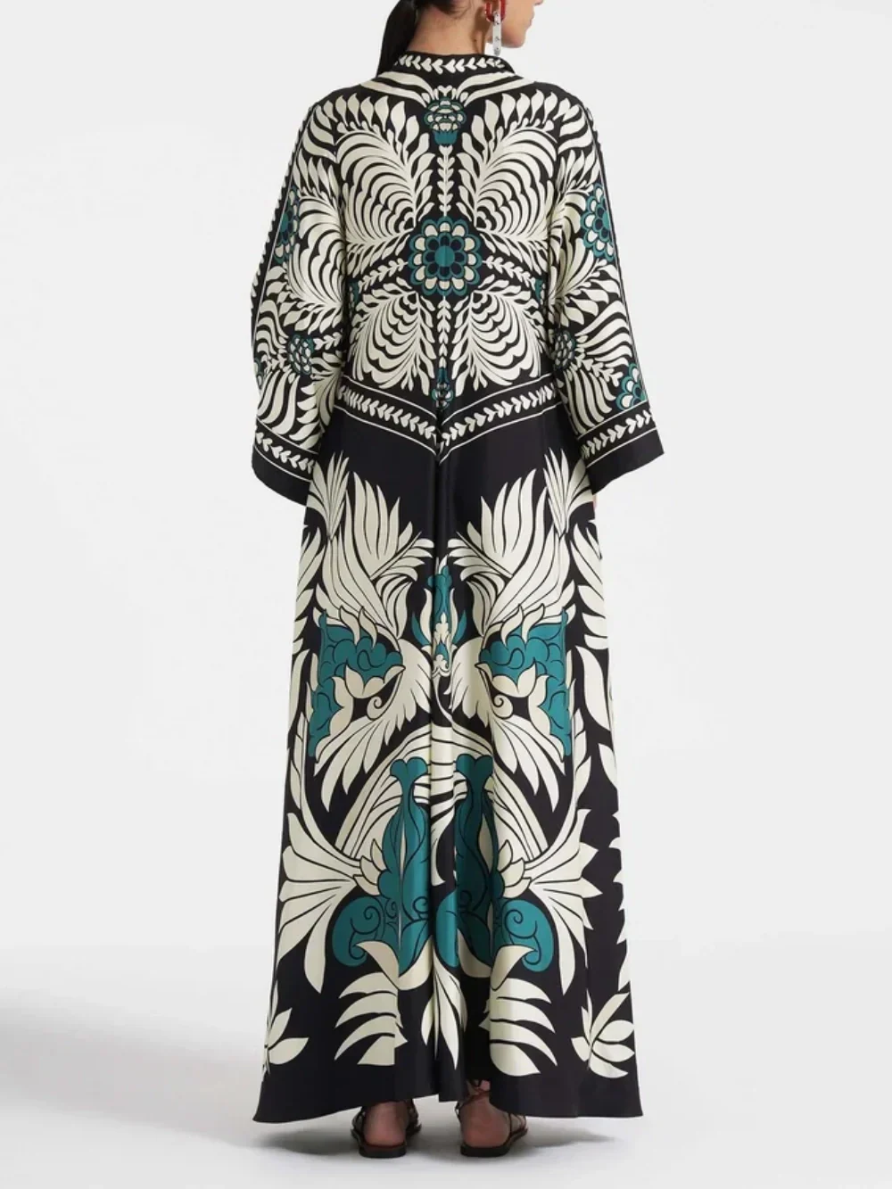 Sadie Floral Print Waterfall Sleeves Maxi Dress