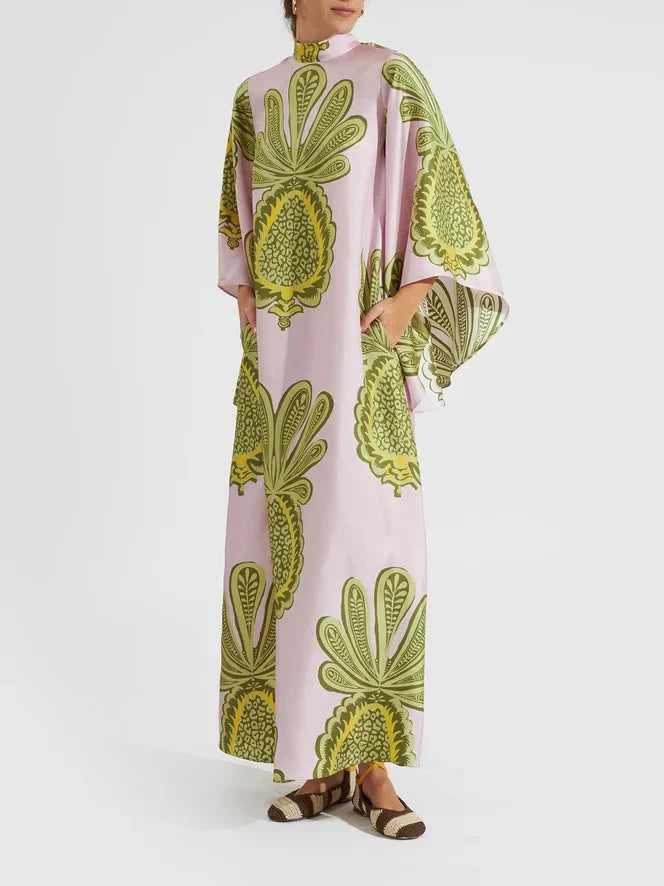Juno Tropical Big Pineapple Print Maxi Dress