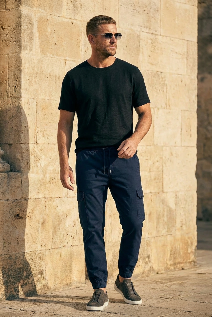 Camden raw cotton t-shirt in black #Color_Black