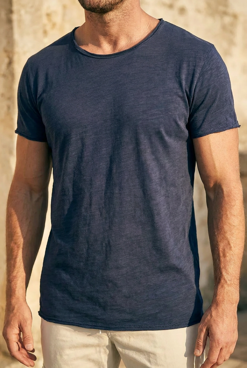 Camden raw cotton t-shirt in navy #Color_Navy
