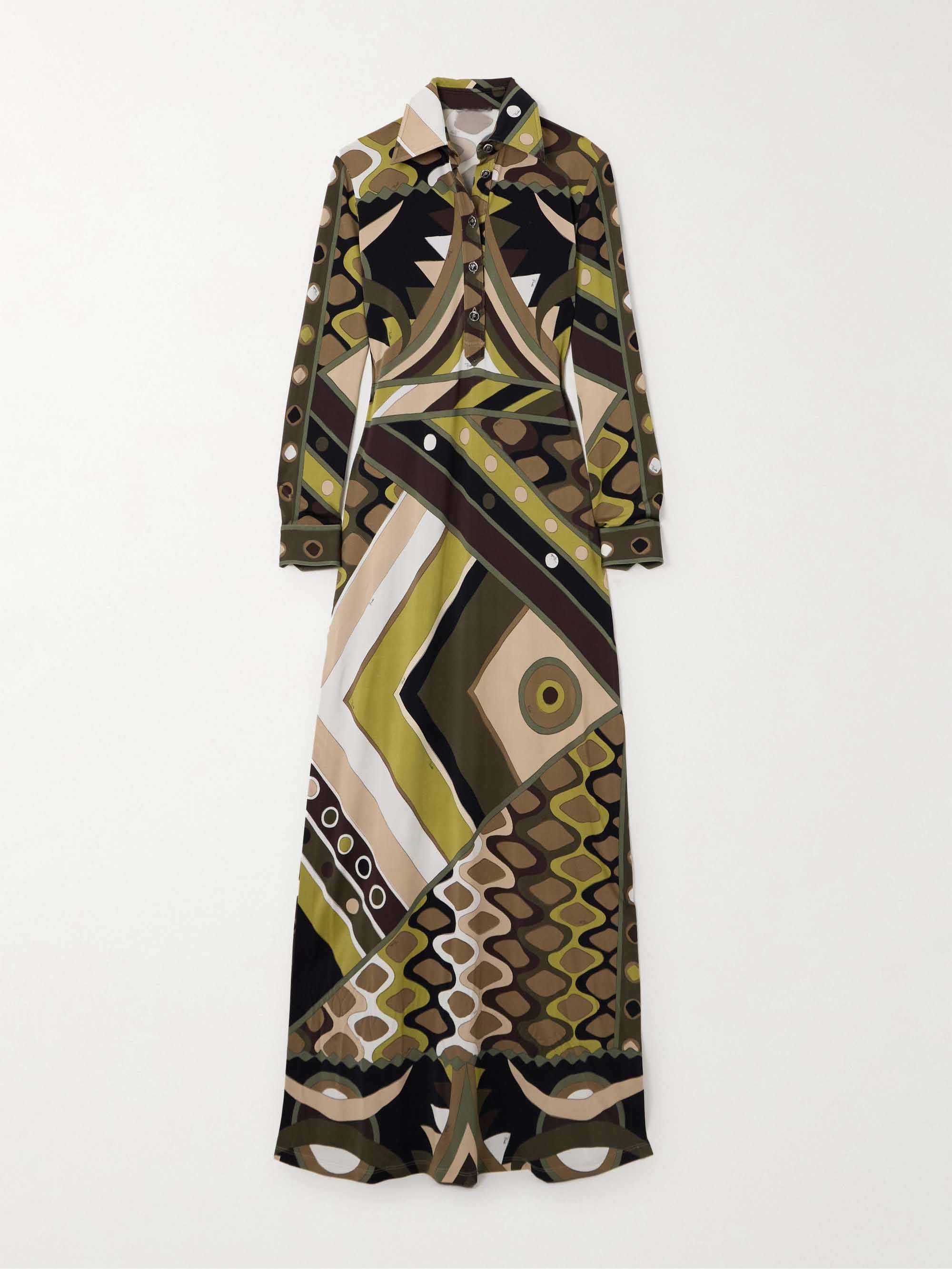 Araminta Retro Personality Abstract Print Long Sleeve Maxi Dress