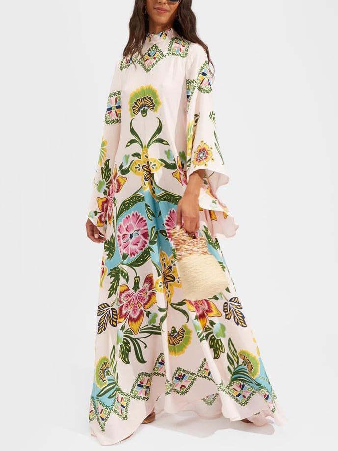 Hazel Sunshine Floral Print Flowing Maxi Dress