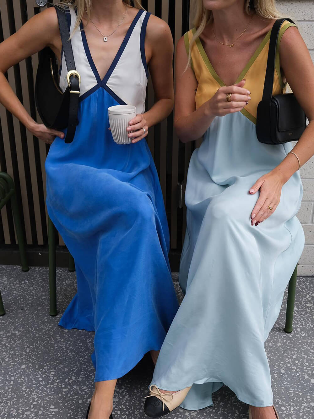 Romy V-Neck Contrasting Color Splicing Chic Dress