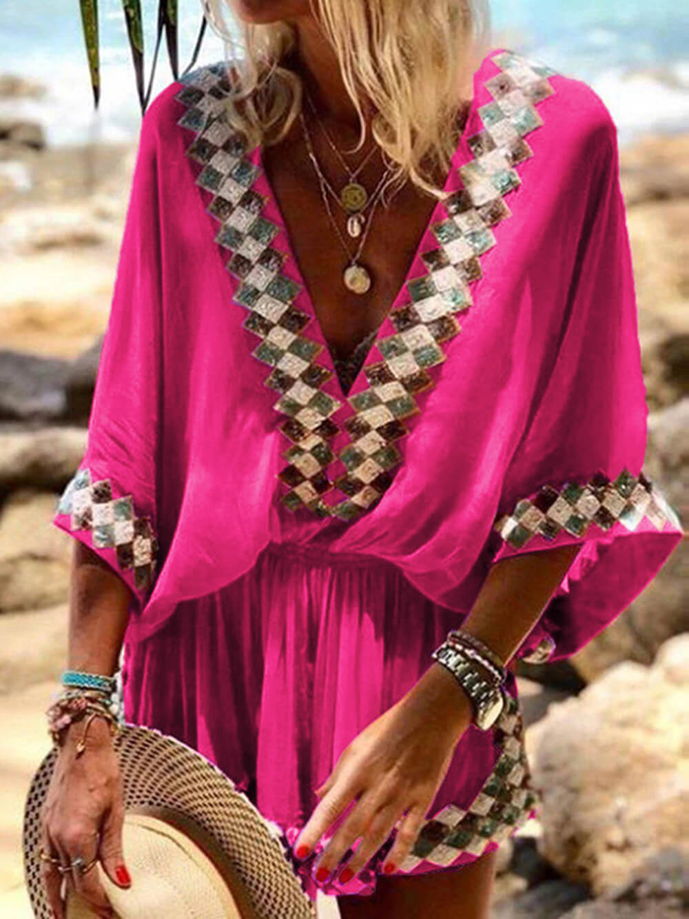 Evangeline Bohemian Beach Print Kimono Romper