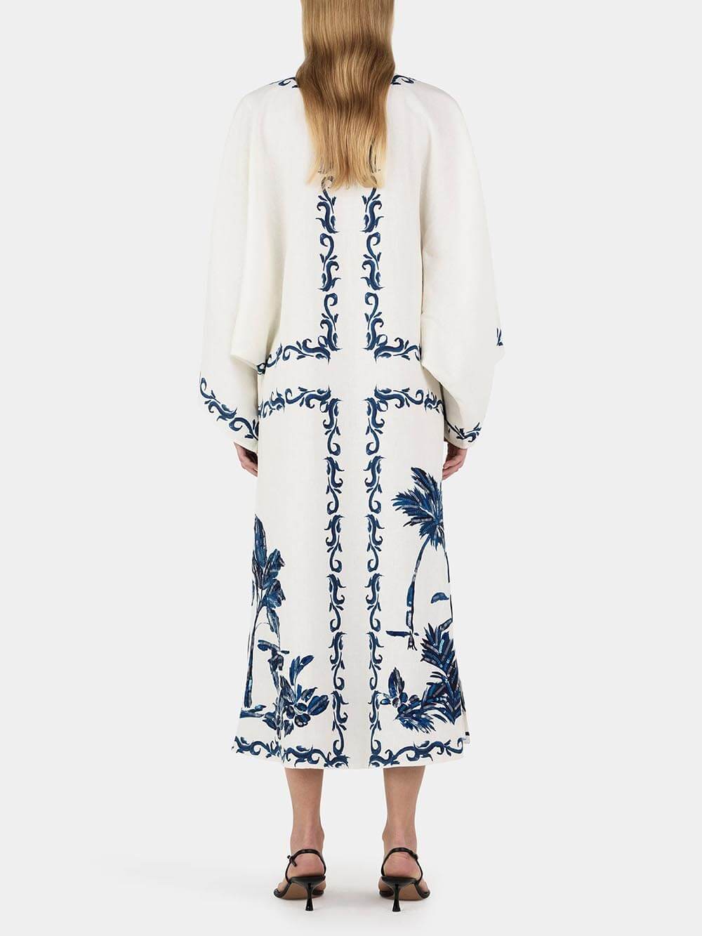 Marcella Vintage Hawaiian Print Sequined Oversized Loose Midi Dress