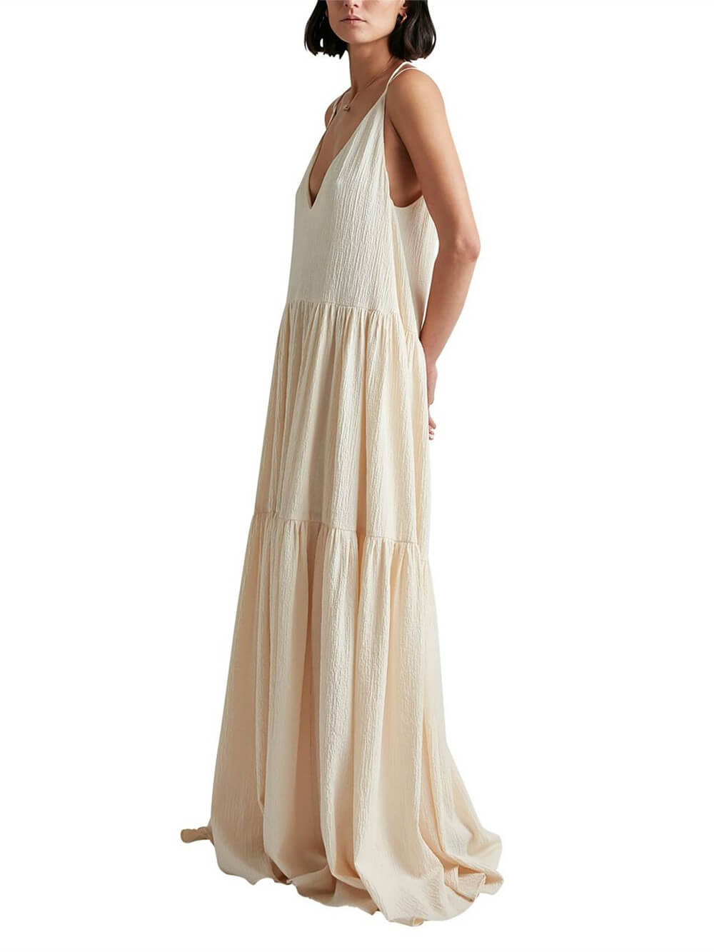 Ivy Summer Vacation Deep V-Neckline Strappy Maxi Dress