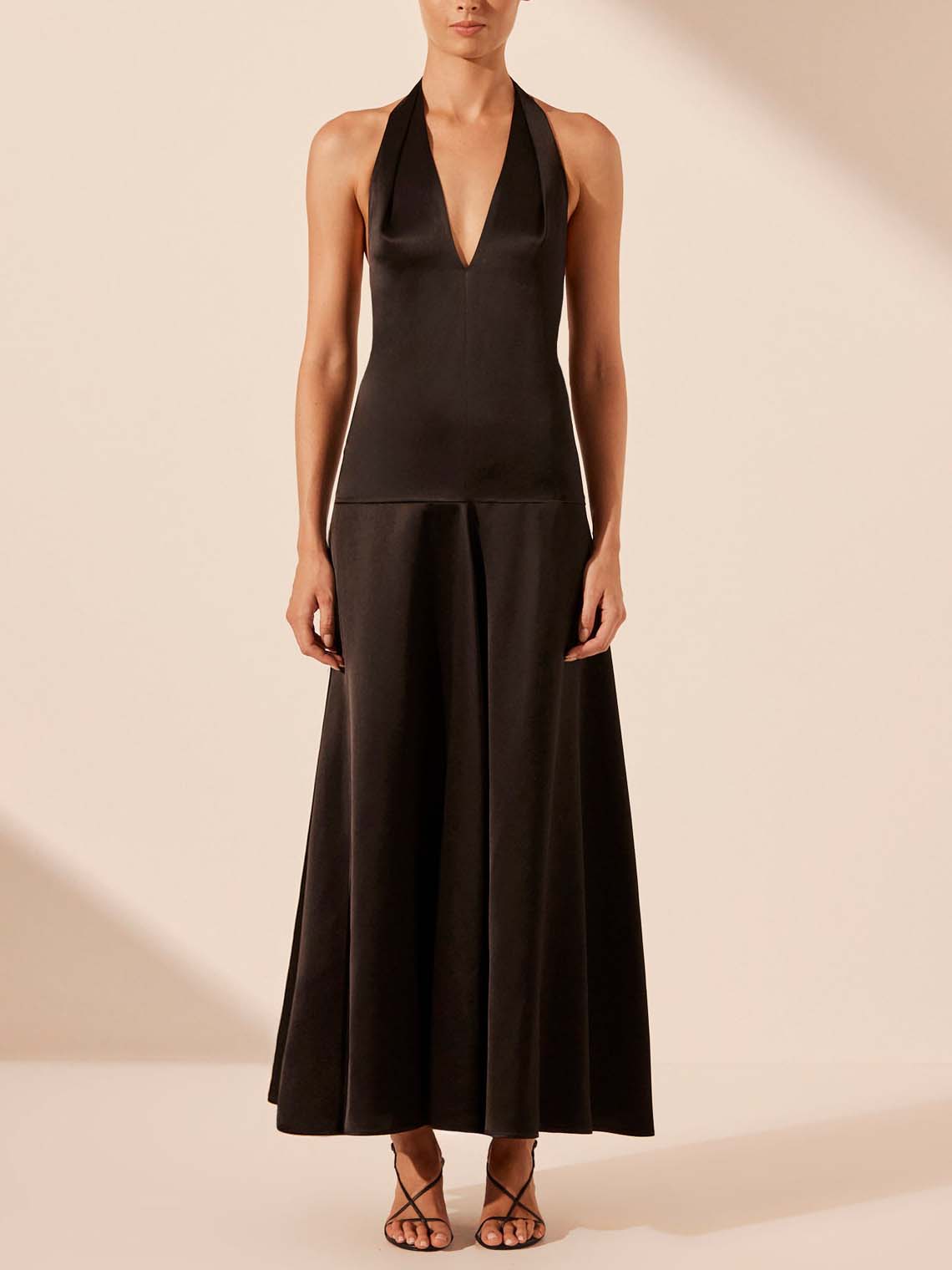 Orla Deep V Neck Halter Maxi Dress