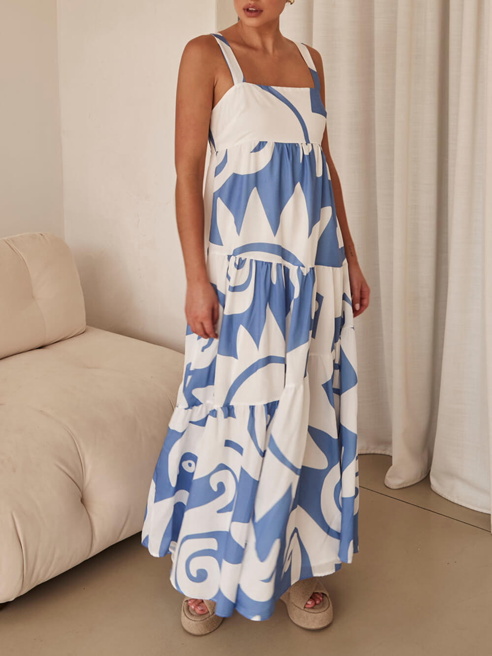 Victoria Geometric Print Maxi Dress