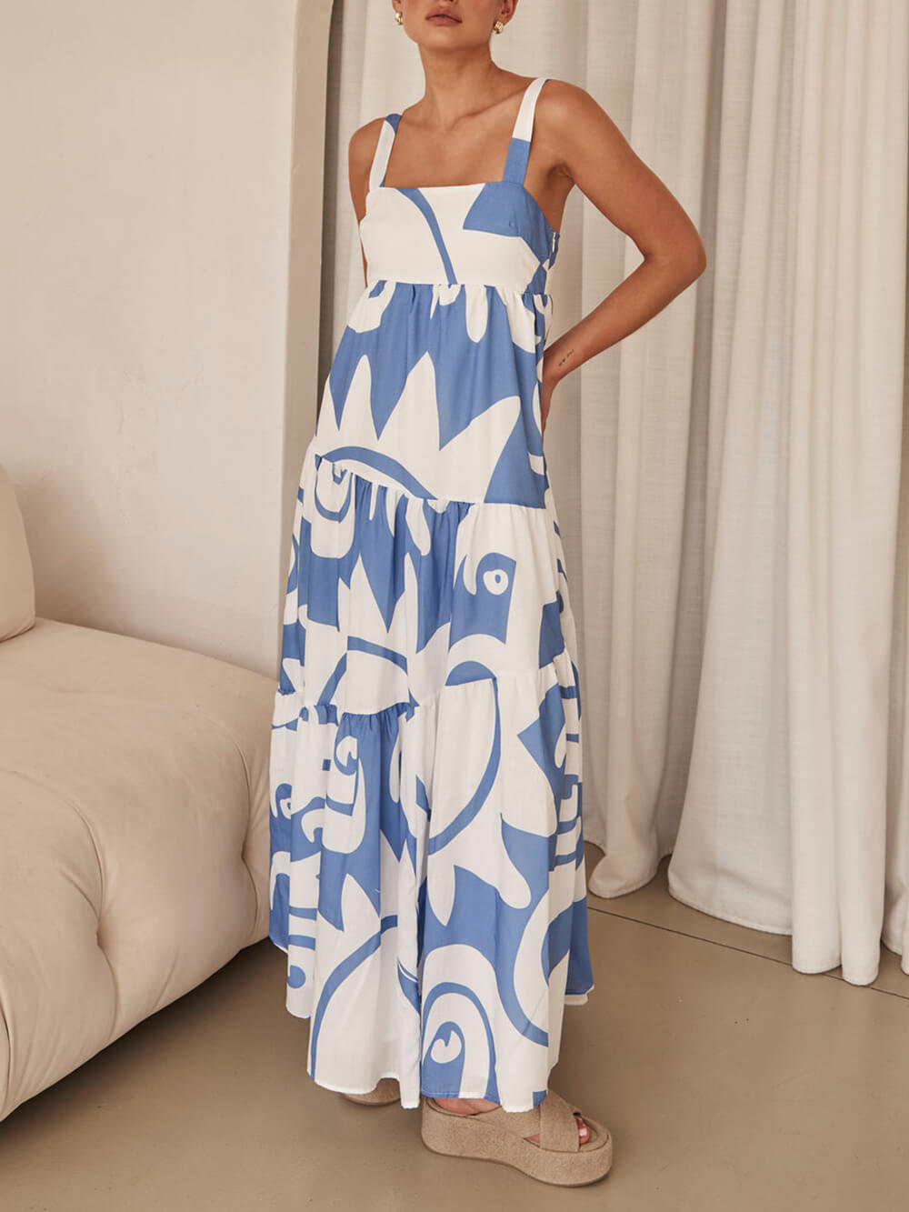 Victoria Geometric Print Maxi Dress