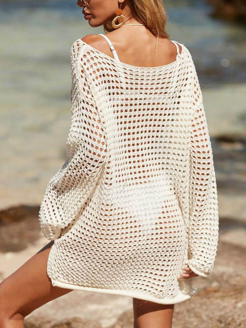 Maren Cutout Knitted Beach Bikini Sun Protection Cover-Up