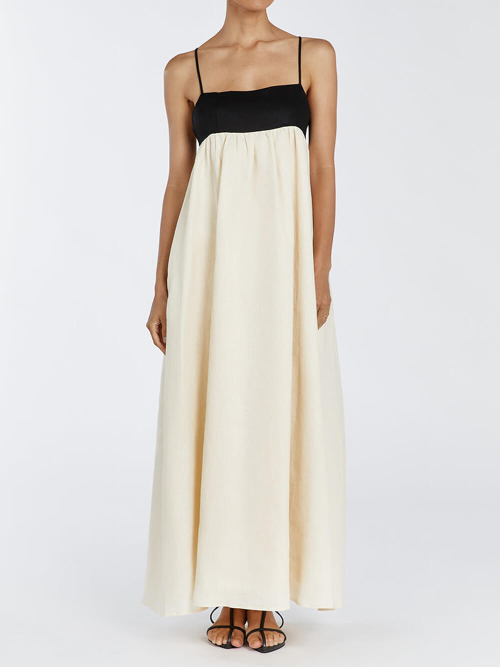 Harriet Black And White Loose Suspender Patchwork Maxi Dress