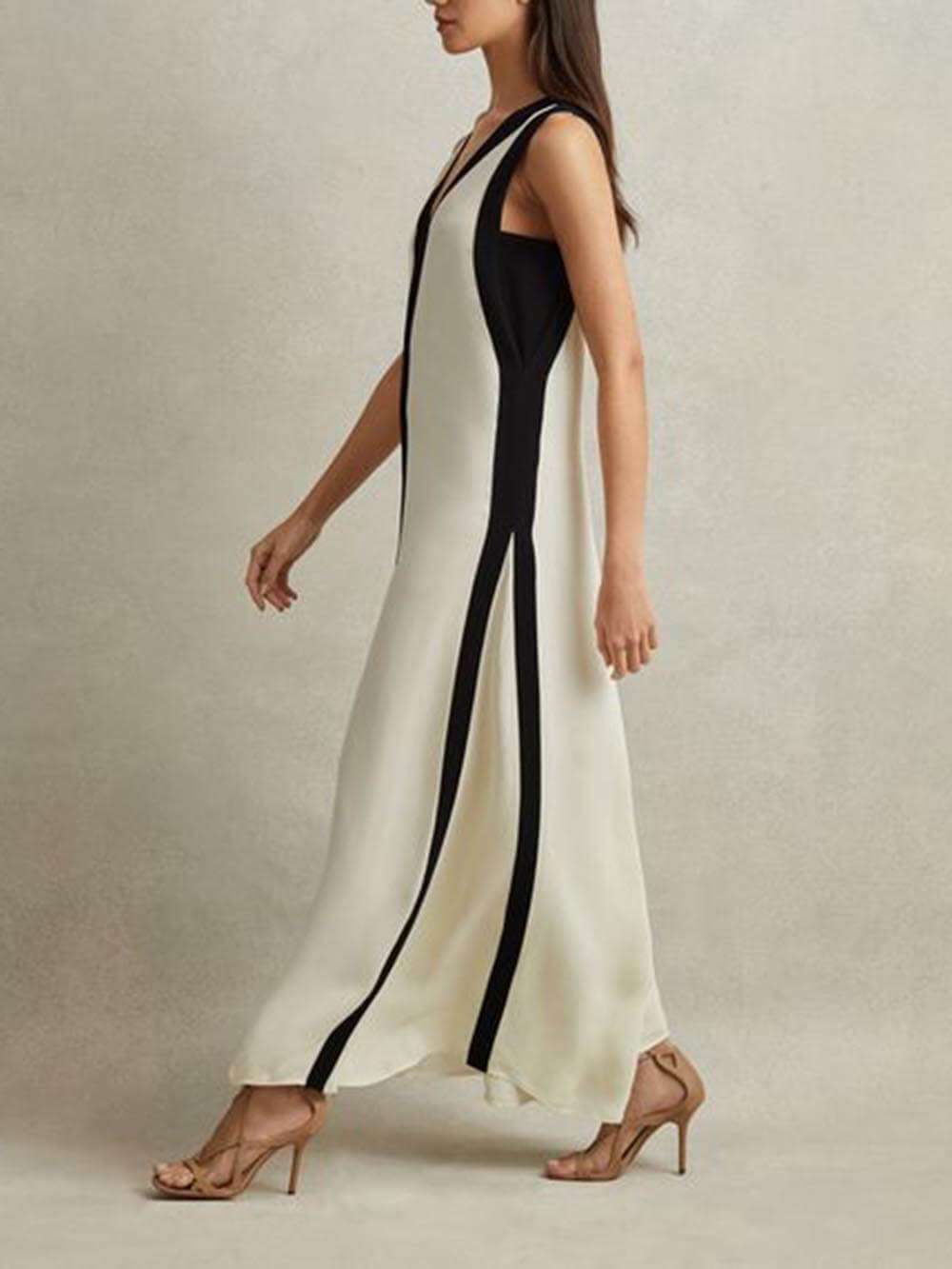 Alba Colorblock Reversible Style A-Line Maxi Dress