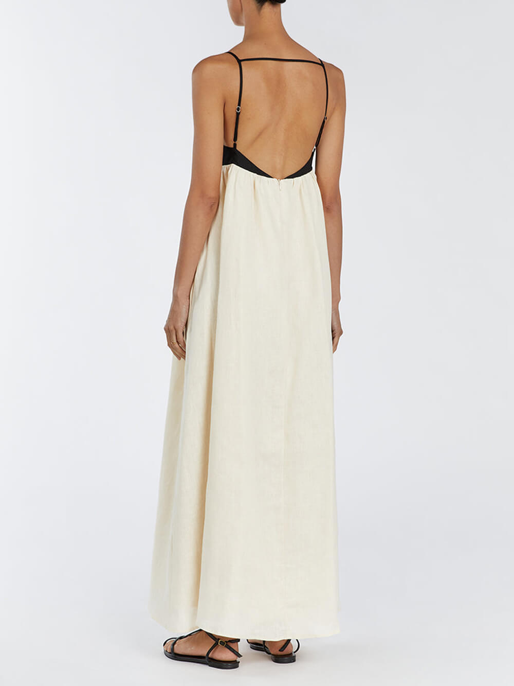 Harriet Black And White Loose Suspender Patchwork Maxi Dress