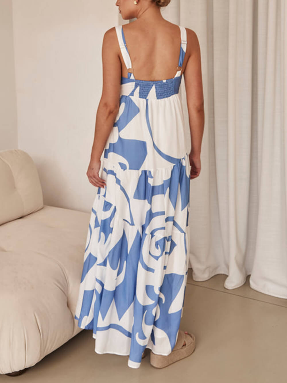 Victoria Geometric Print Maxi Dress