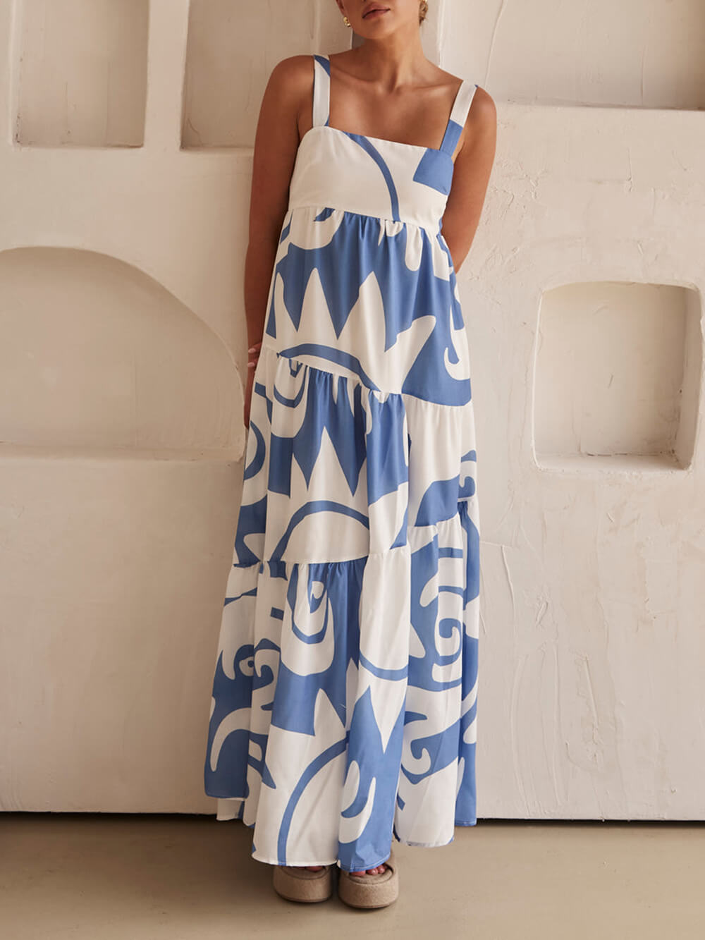 Victoria Geometric Print Maxi Dress