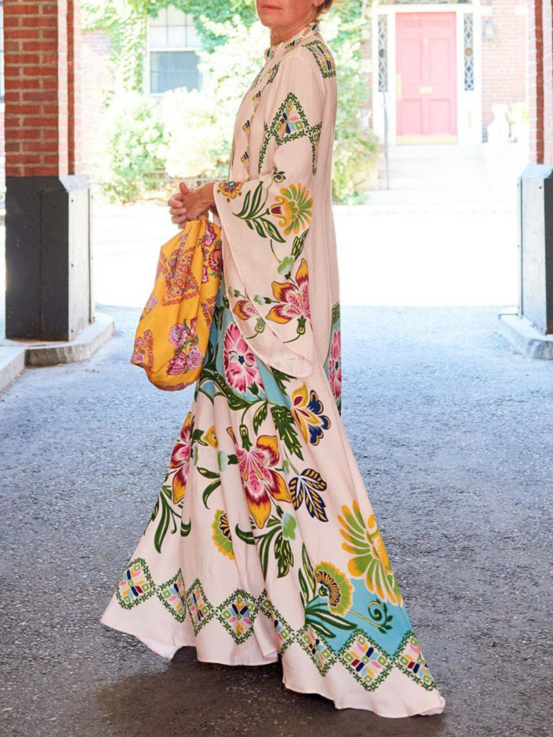 Hazel Sunshine Floral Print Flowing Maxi Dress
