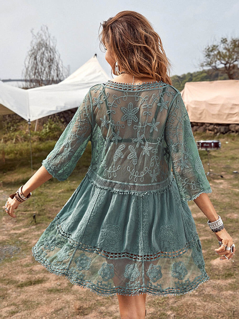 Clementine Loose Lace Beach Vacation Bikini Cover-Up Dress