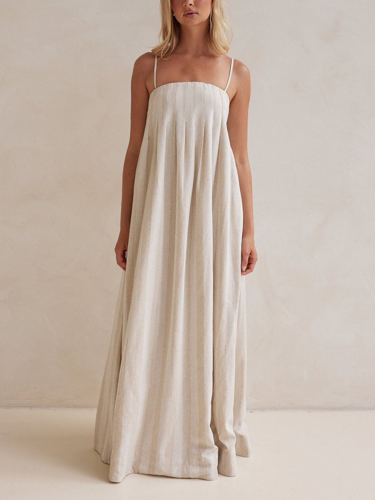 Magdalena Casual Fashion Halter Neck Striped Maxi Dress