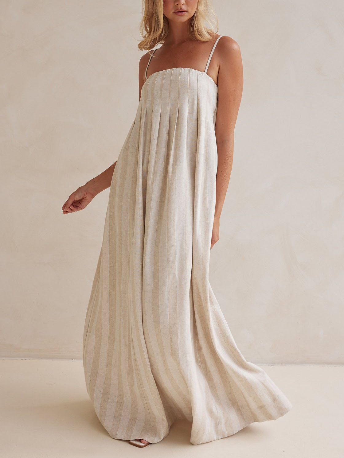 Magdalena Casual Fashion Halter Neck Striped Maxi Dress