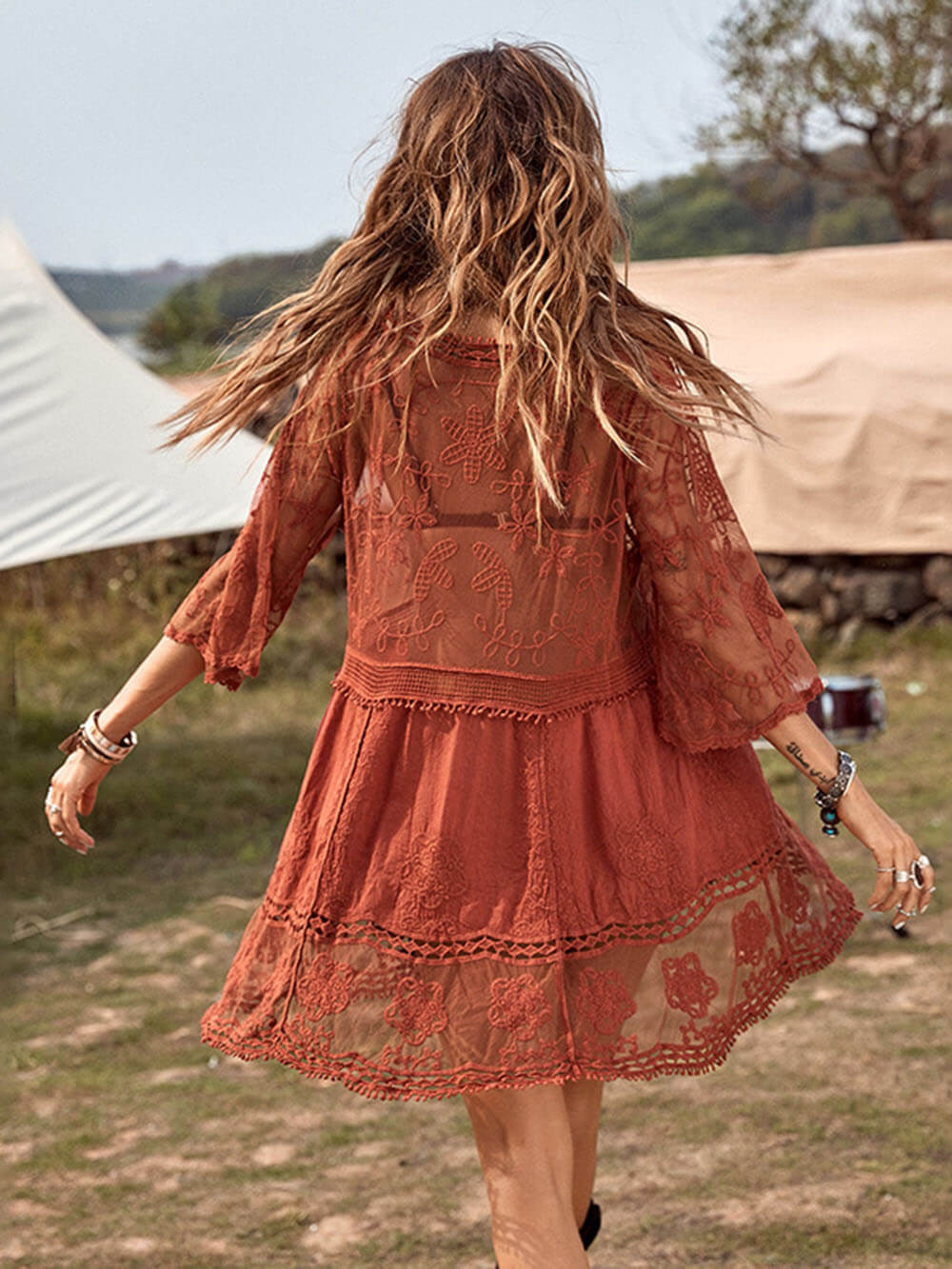 Clementine Loose Lace Beach Vacation Bikini Cover-Up Dress