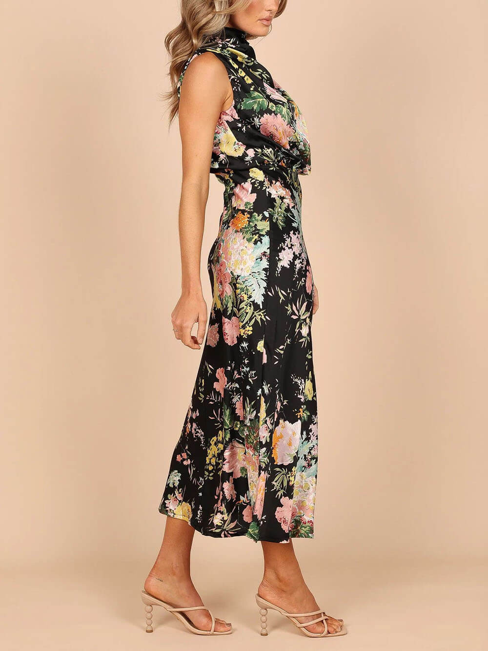 Odette Halter Neck Floral Elastic Waist Maxi Dress
