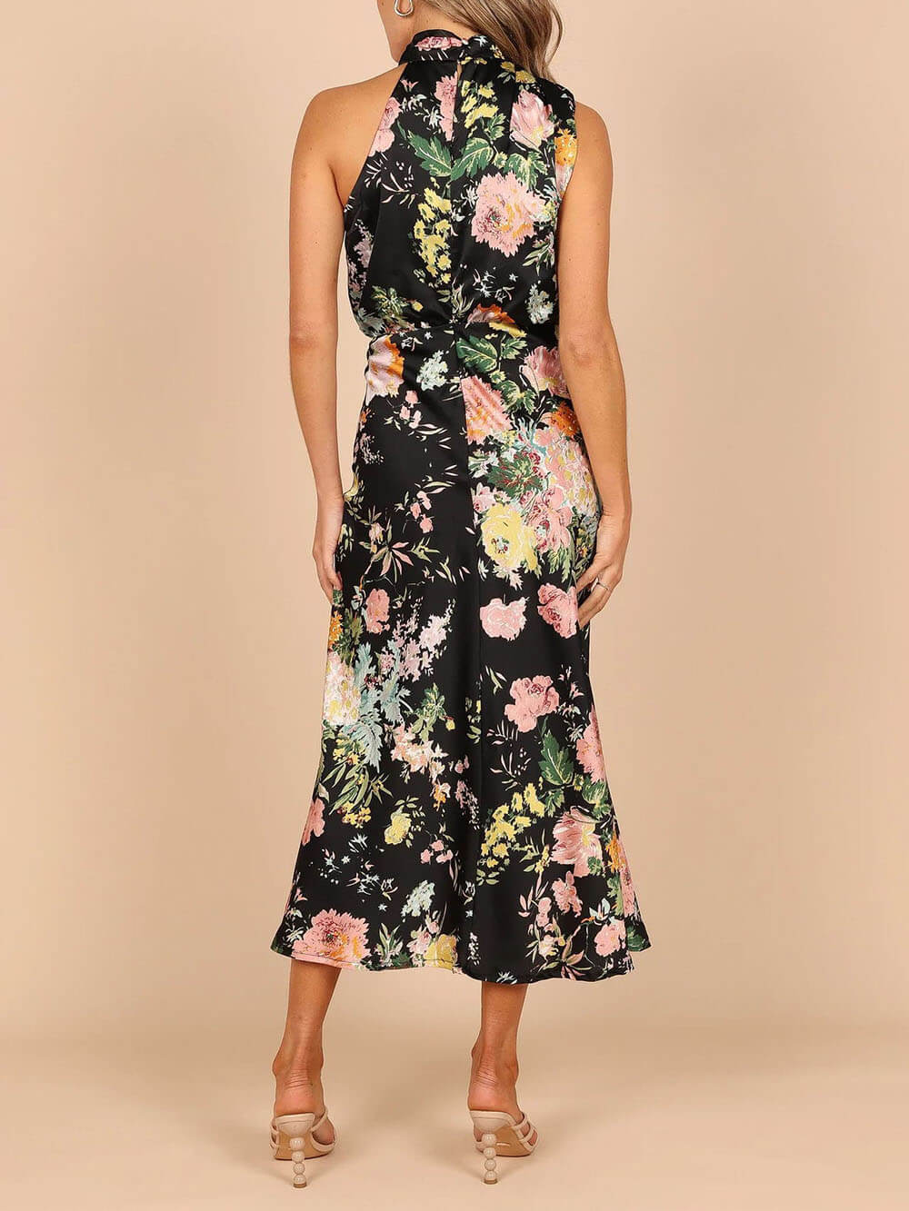 Odette Halter Neck Floral Elastic Waist Maxi Dress