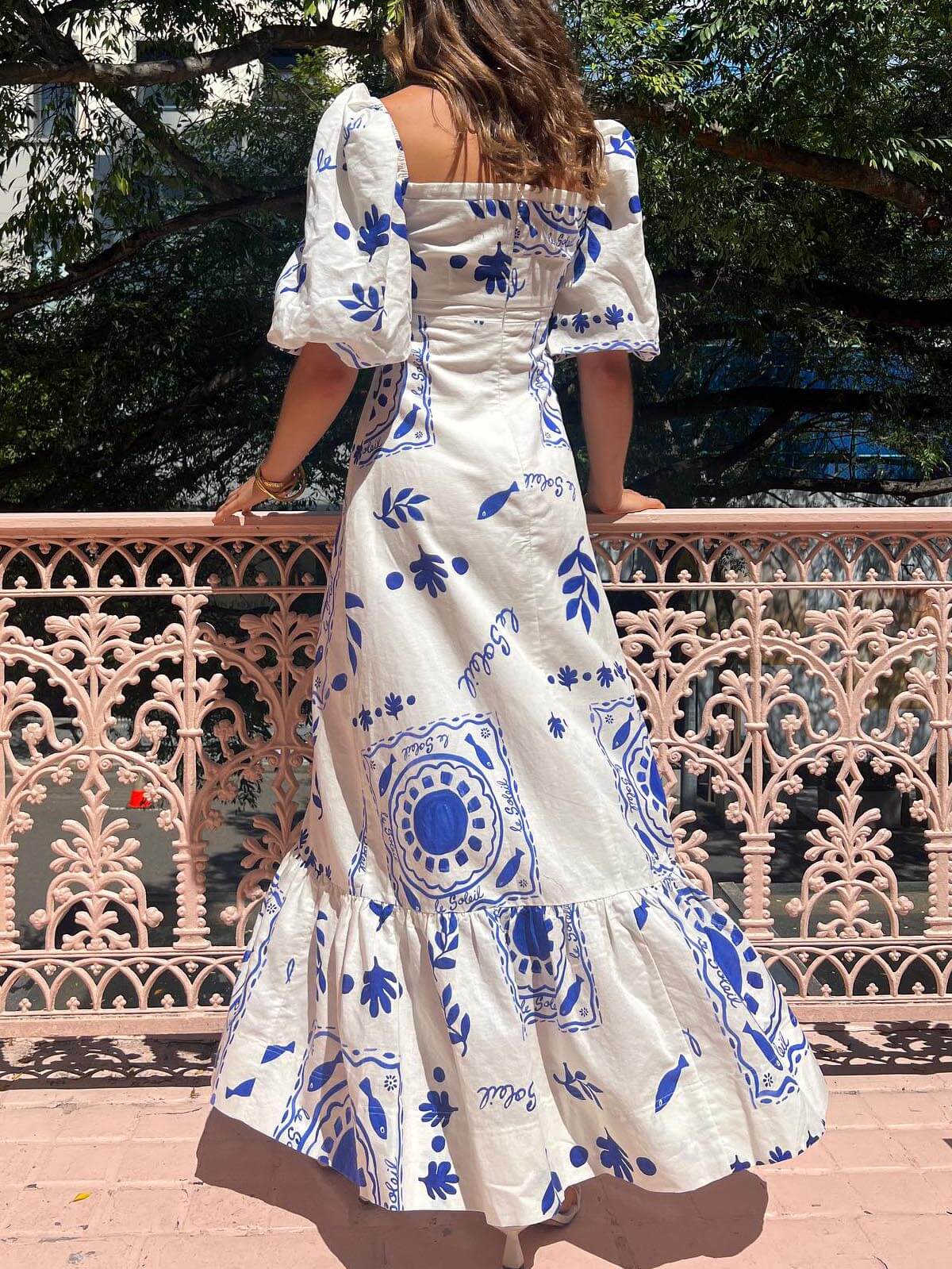 Amelie Puff Sleeve Vacation Midi Dress