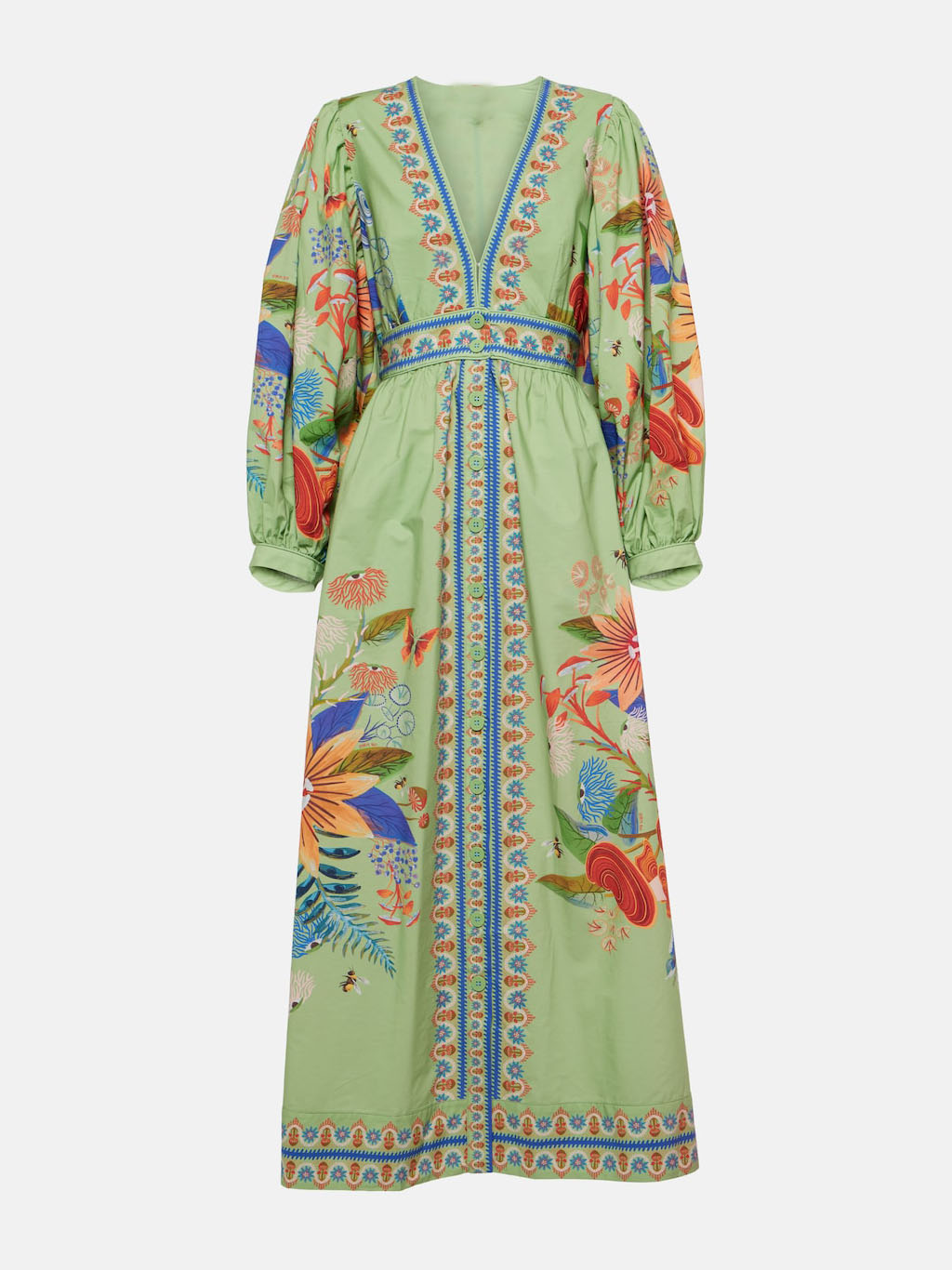 Margot Floral V-Neck Single Breasted Midi Dress