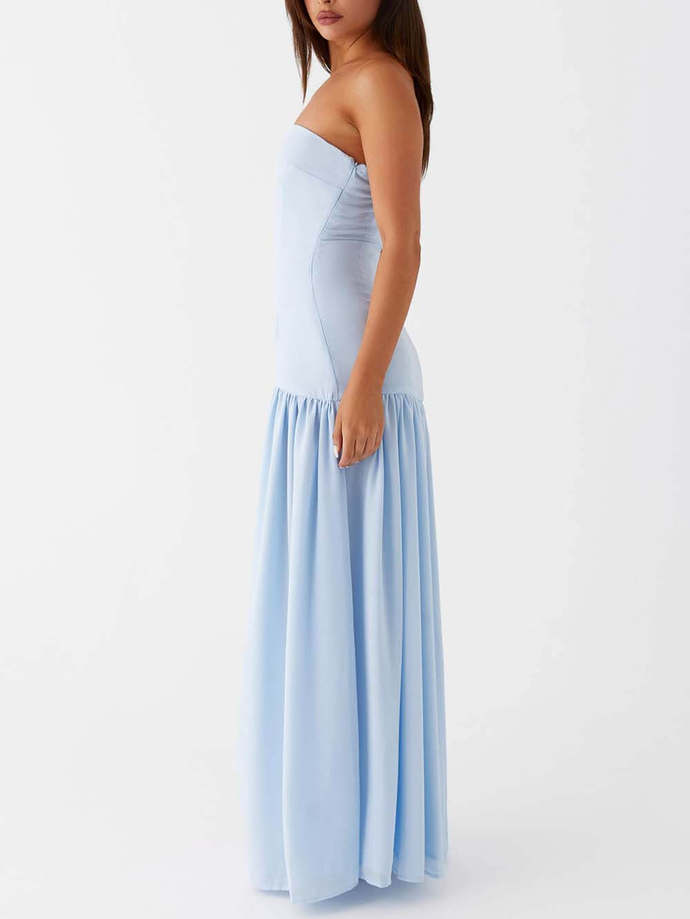 Emmeline Backless Pleats Strapless Maxi Dress