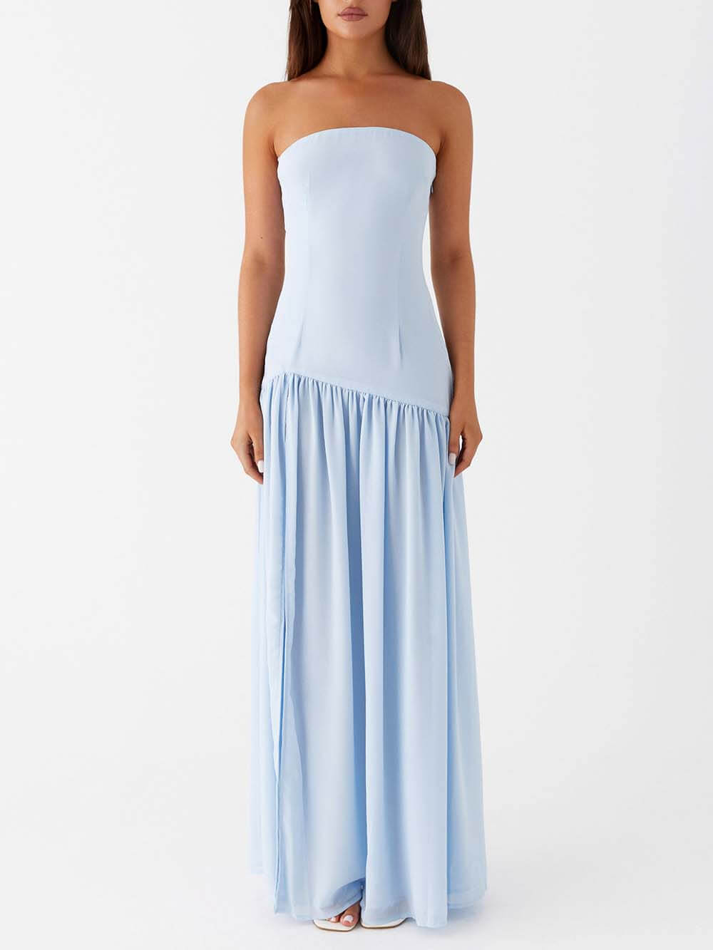 Emmeline Backless Pleats Strapless Maxi Dress