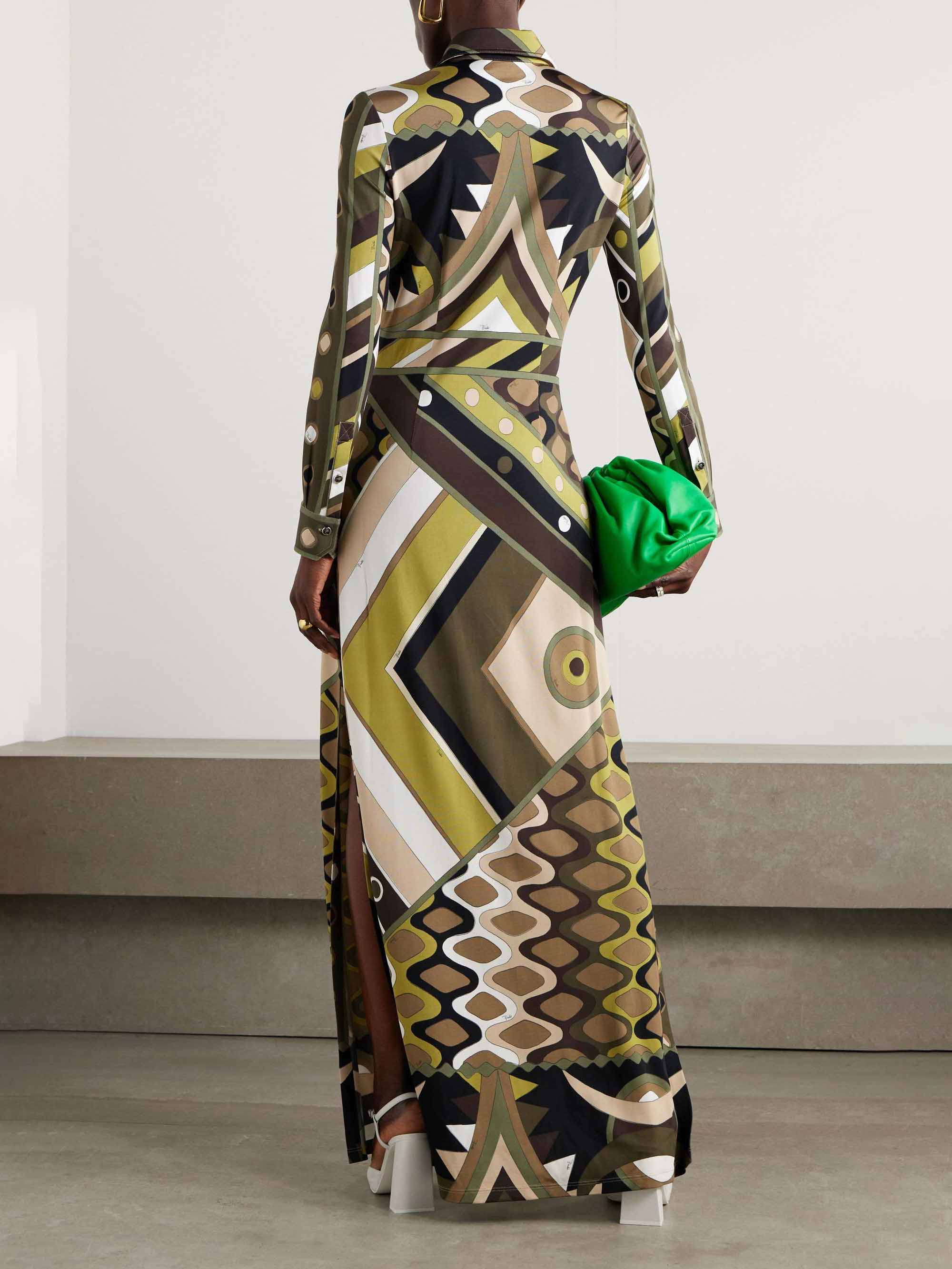Araminta Retro Personality Abstract Print Long Sleeve Maxi Dress