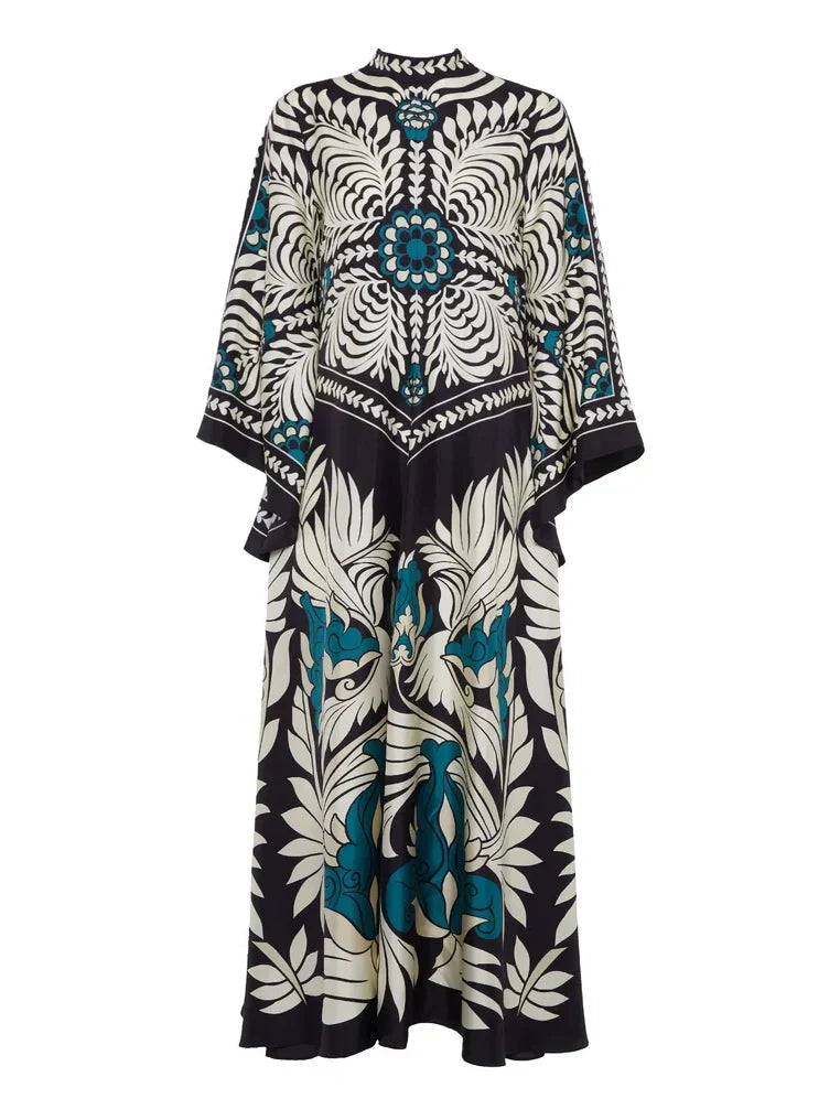 Sadie Floral Print Waterfall Sleeves Maxi Dress