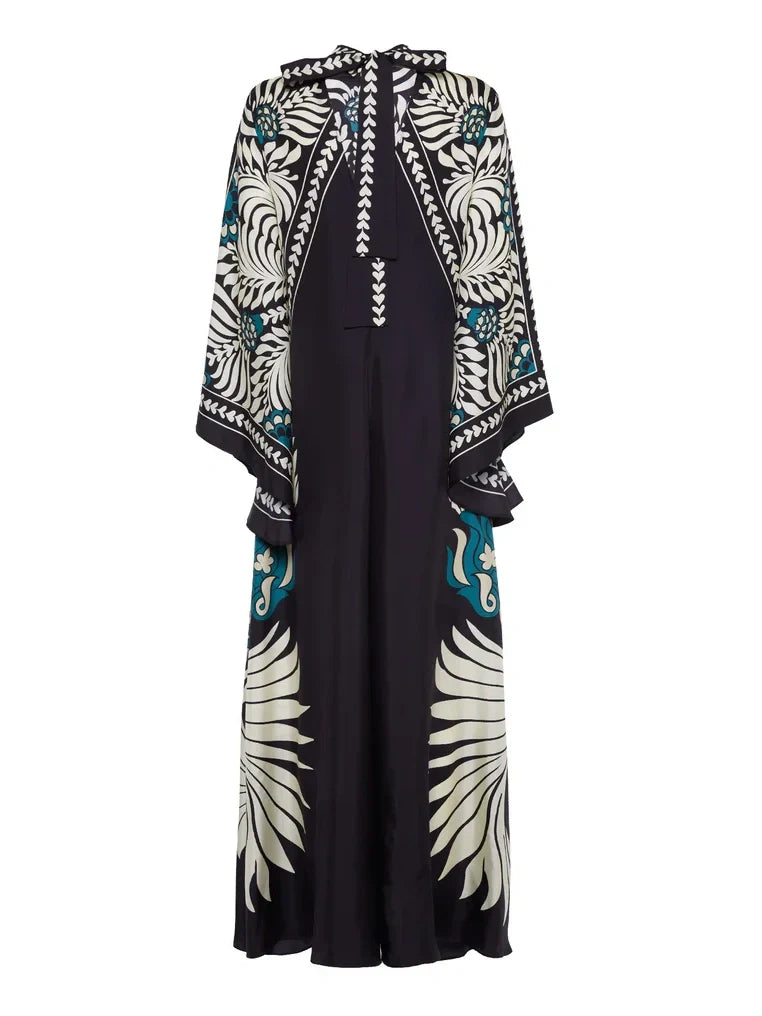 Sadie Floral Print Waterfall Sleeves Maxi Dress