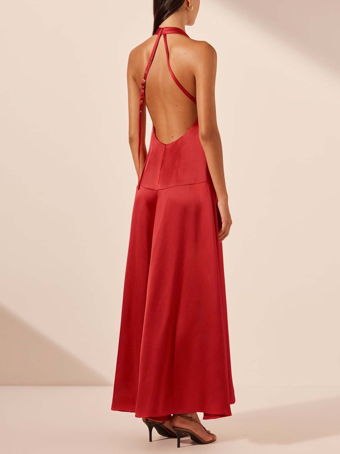 Orla Deep V Neck Halter Maxi Dress