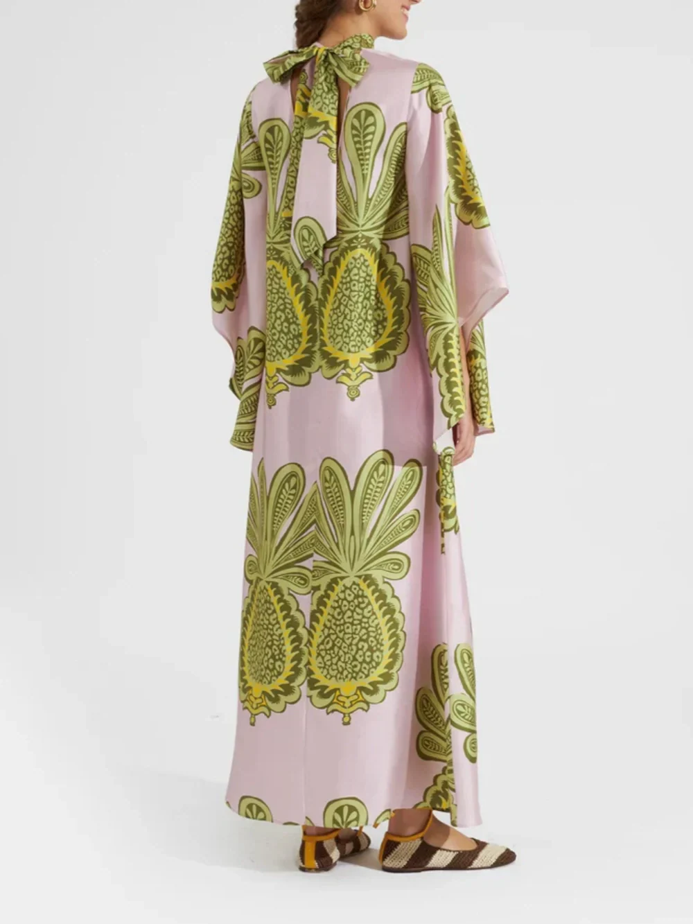 Juno Tropical Big Pineapple Print Maxi Dress