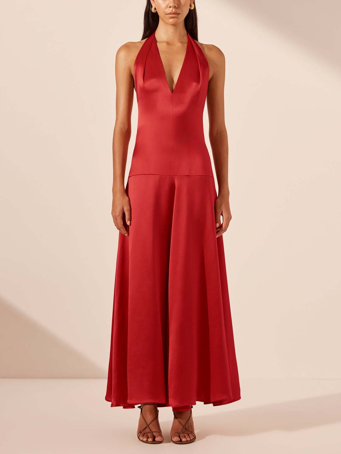 Orla Deep V Neck Halter Maxi Dress