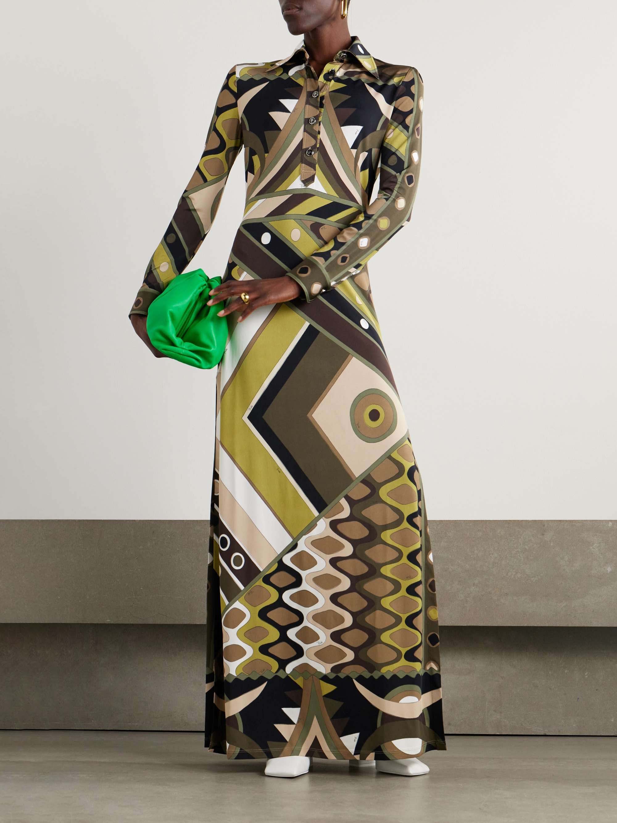 Araminta Retro Personality Abstract Print Long Sleeve Maxi Dress