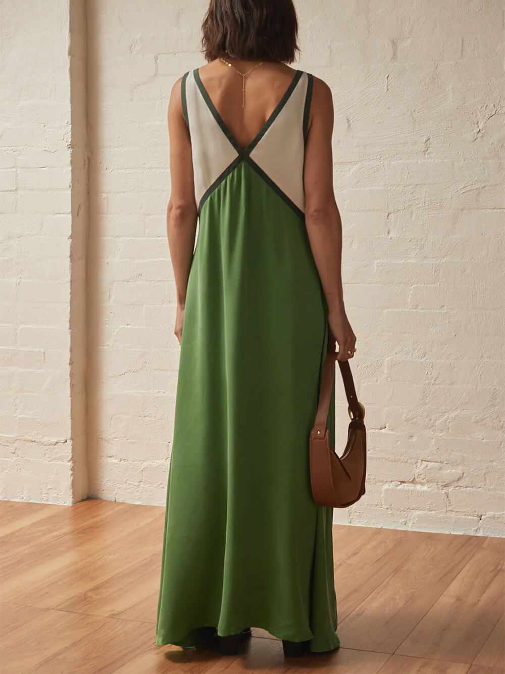 Romy V-Neck Contrasting Color Splicing Chic Dress